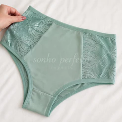 Kit Calcinha Plus Size Cintura Alta Cós Alto Tangão Senhora Pós Parto Gestante C/ Renda