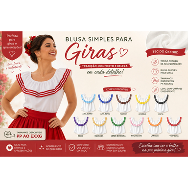 Blusa Ciganinha com fitas de Cetim Para Giras