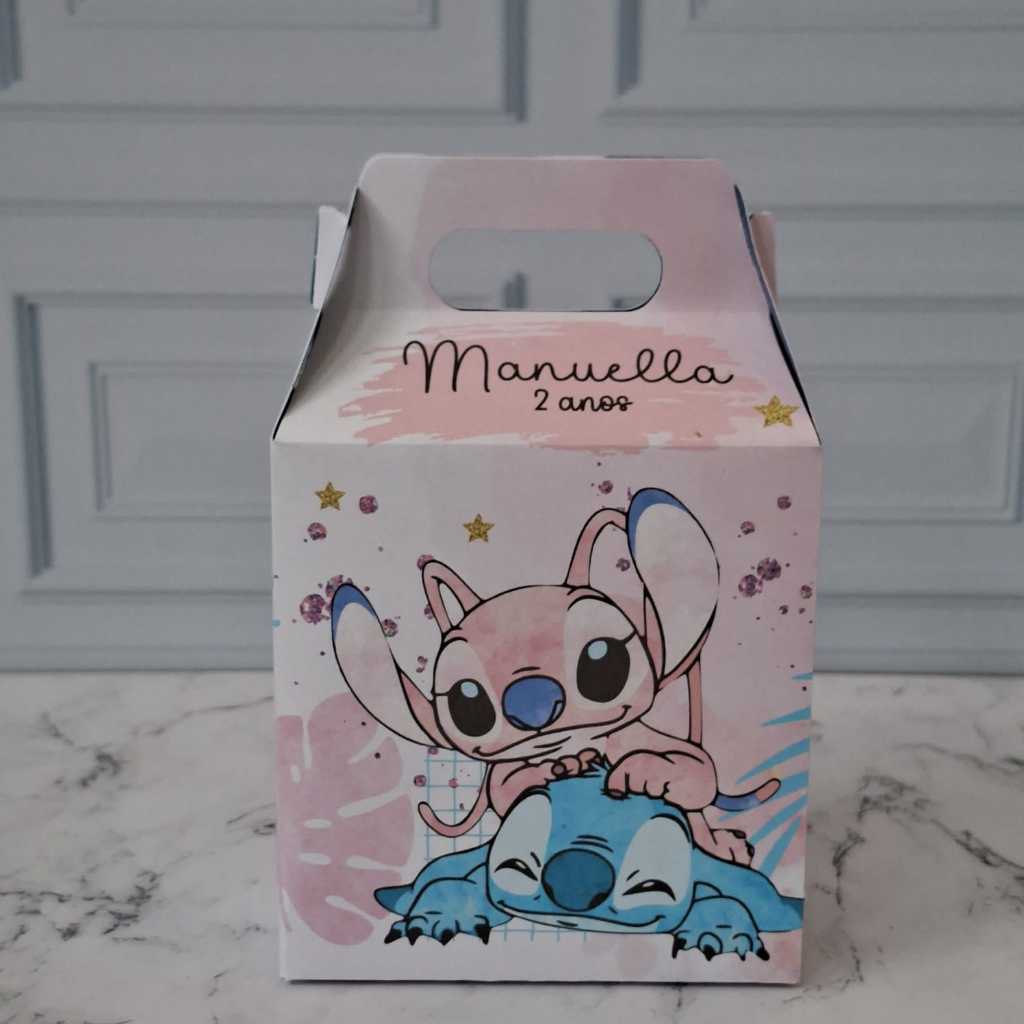 Caixinha STITCH E ANGEL Maletinha Personalizada  Lembrancinha Festa Infantil Aniversário PEGUE E MONTE