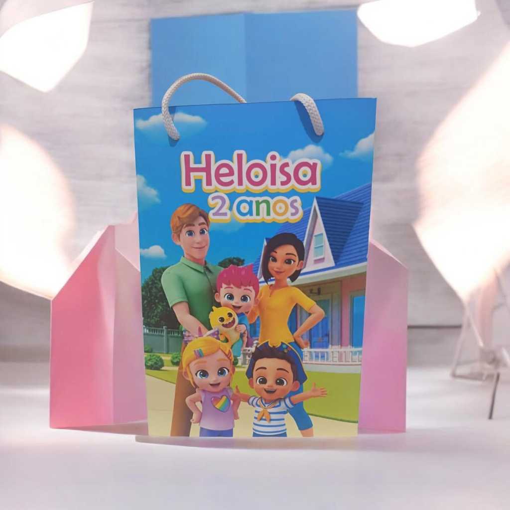 Sacolinha Personalizada com nome e idade (cabe Pipoca) Bebefinn Festa Aniversário Lembrancinhas