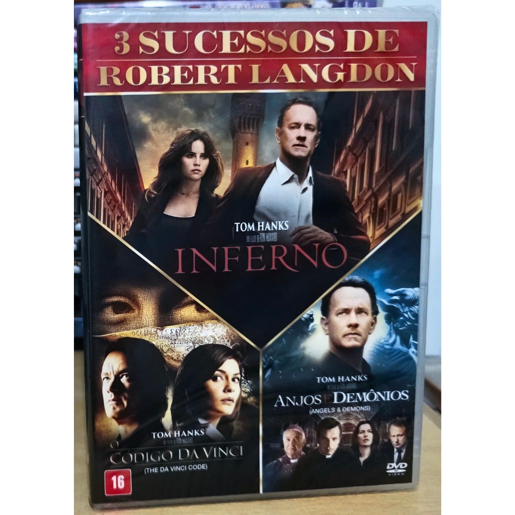 Coleção DVD Anjos e Demônios, Código da Vinci e Inferno - Tom Hanks (Original Lacrado)