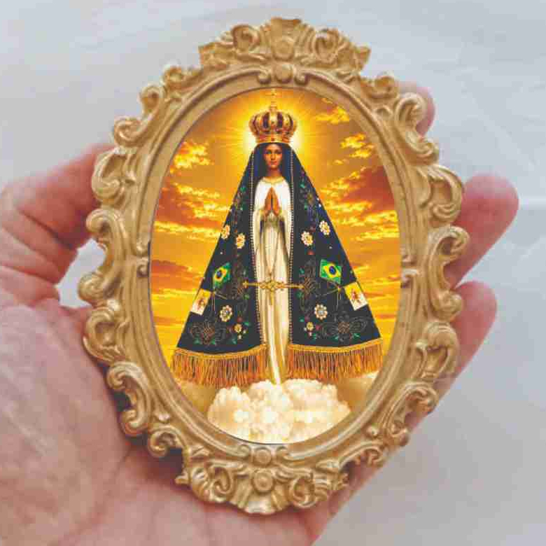 Quadro Nossa Senhora Aparecida Ícone Católico Quadro Personalizado Vintage Retrô Clássico Resina Santos Católicos Parede