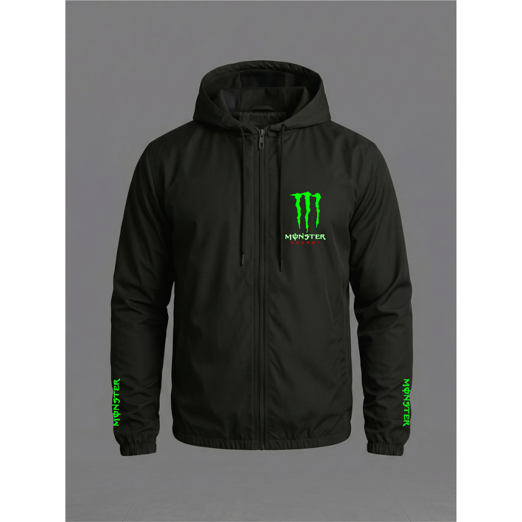 Jaqueta Corta Vento Masculina Monster Bike Moto Capuz Bolso Zíper Aspen Semi Impermeável Viagem