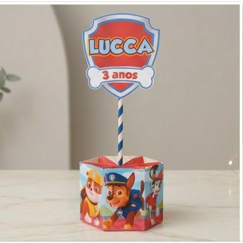 5 CENTRO DE MESA PERSONALIZADO PATRULHA CANINA/ LEMBRANCINHA INFANTIL/ ANIVERSÁRIO INFANTIL