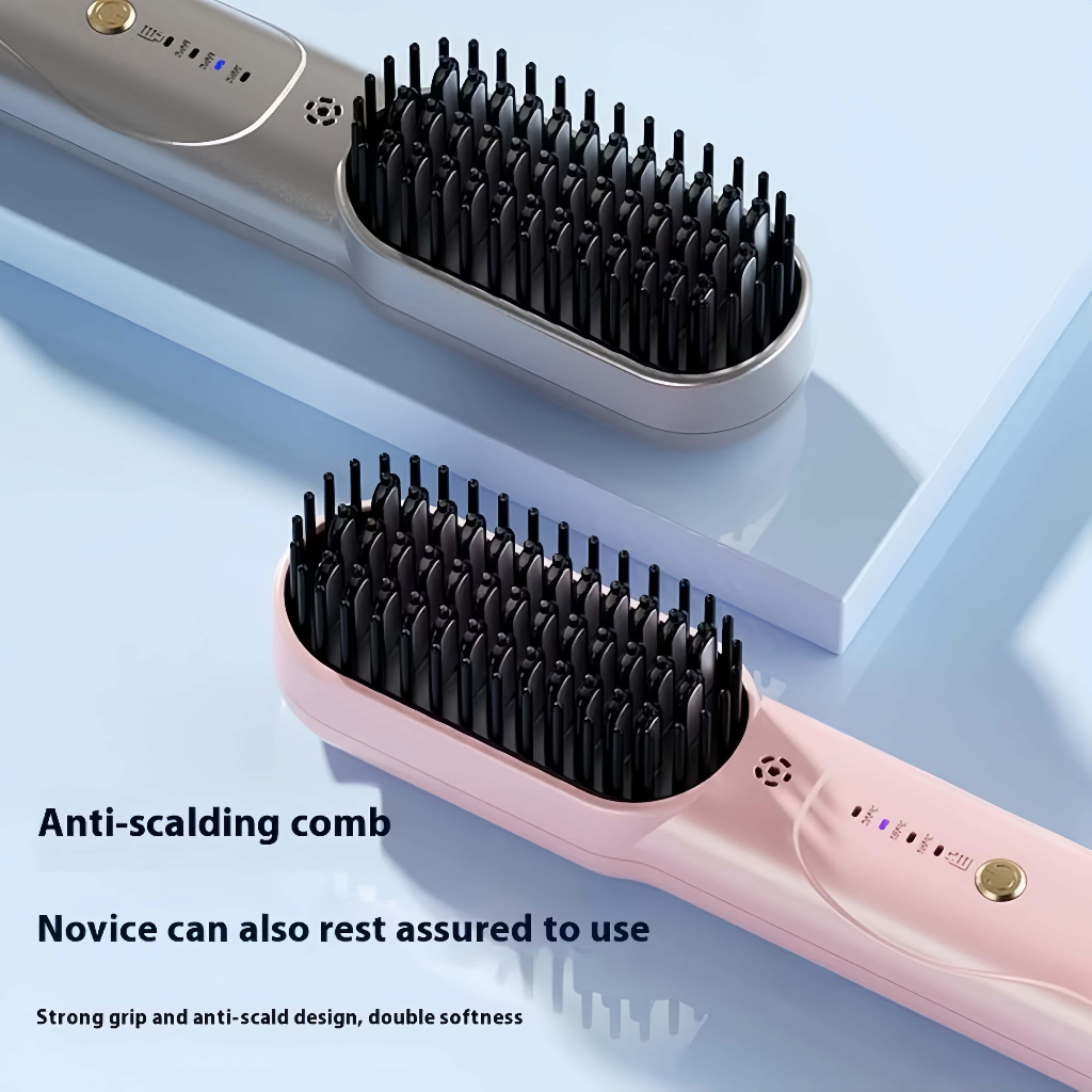Mini Escova Alisadora De Cabelo Portátil Sem Fio USB (Preto)