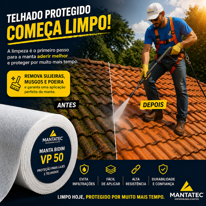 Manta Bidim Vp50 50m2 Impermeabilizante para Laje Telhado e Telha