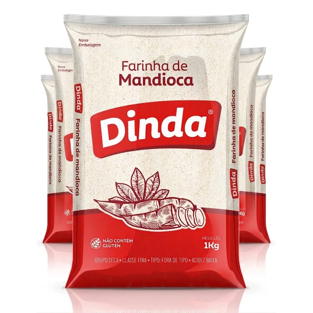 Kit Farinha de Mandioca Dinda  pacotes de 1kg Tradicional Premium ESCOLHA A QUANTIDADE