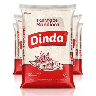 Kit Farinha de Mandioca Dinda  pacotes de 1kg Tradicional Premium ESCOLHA A QUANTIDADE
