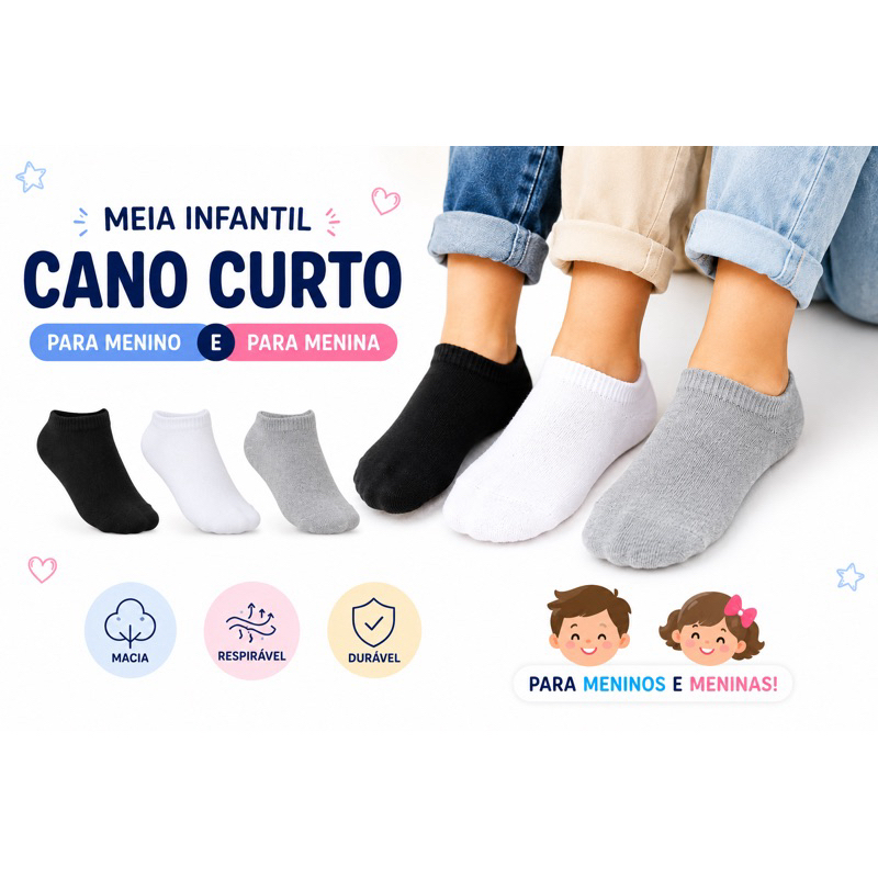 Kit De 3 a 12 Pares De Meias INFANTIL Algodão Preço Baixo