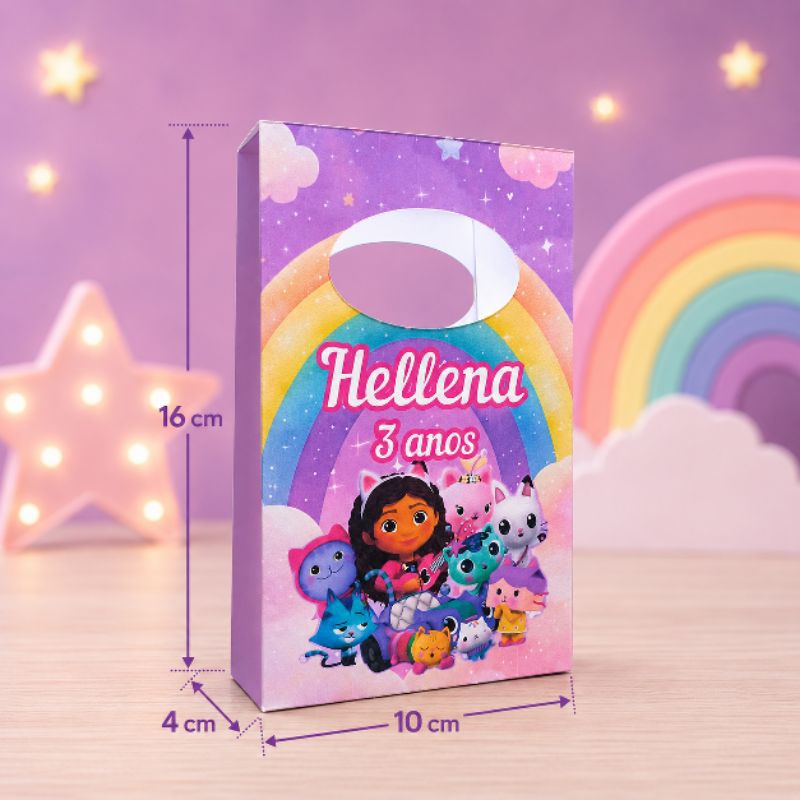 Sacolinha Personalizada Infantil a casa mágica da Gaby | Lembrancinha Aniversário Menina com Nome e Idade