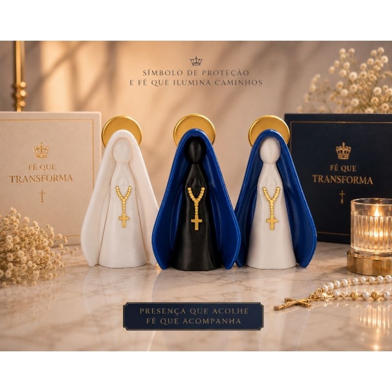 Imagem Nossa Senhora 10cm | Estátua Católica | Decoração Religiosa | Nossa Senhora Aparecida com 3 variações
