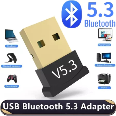 Adaptador USB Bluetooth 5.3 para PC e Laptop: Receptor e Transmissor de Áudio Sem Fio para Caixa de Som