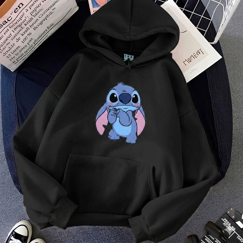 Moletom Canguru Estampa Lilo Fofo Blusa De Frio Stitch 100% Algodão Premium Agasalho Frio Básico Feminino Masculino