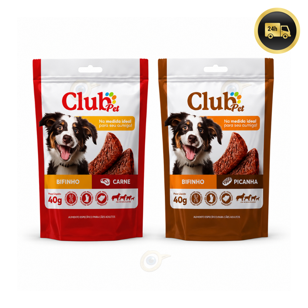 Bifinho Club Pet 40g Para Cachorro Petisco Macio Sabor Carne ou Picanha Adestramento