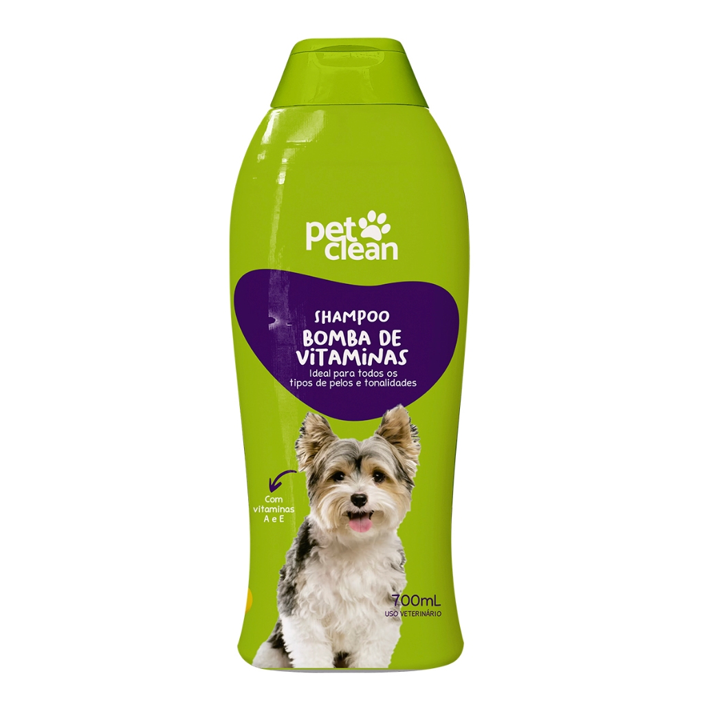 Shampoo 2x1 Pet Clean Bomba De Vitaminas Para Cães 700ml | Nova Embalagem | Fragrância Blueberry