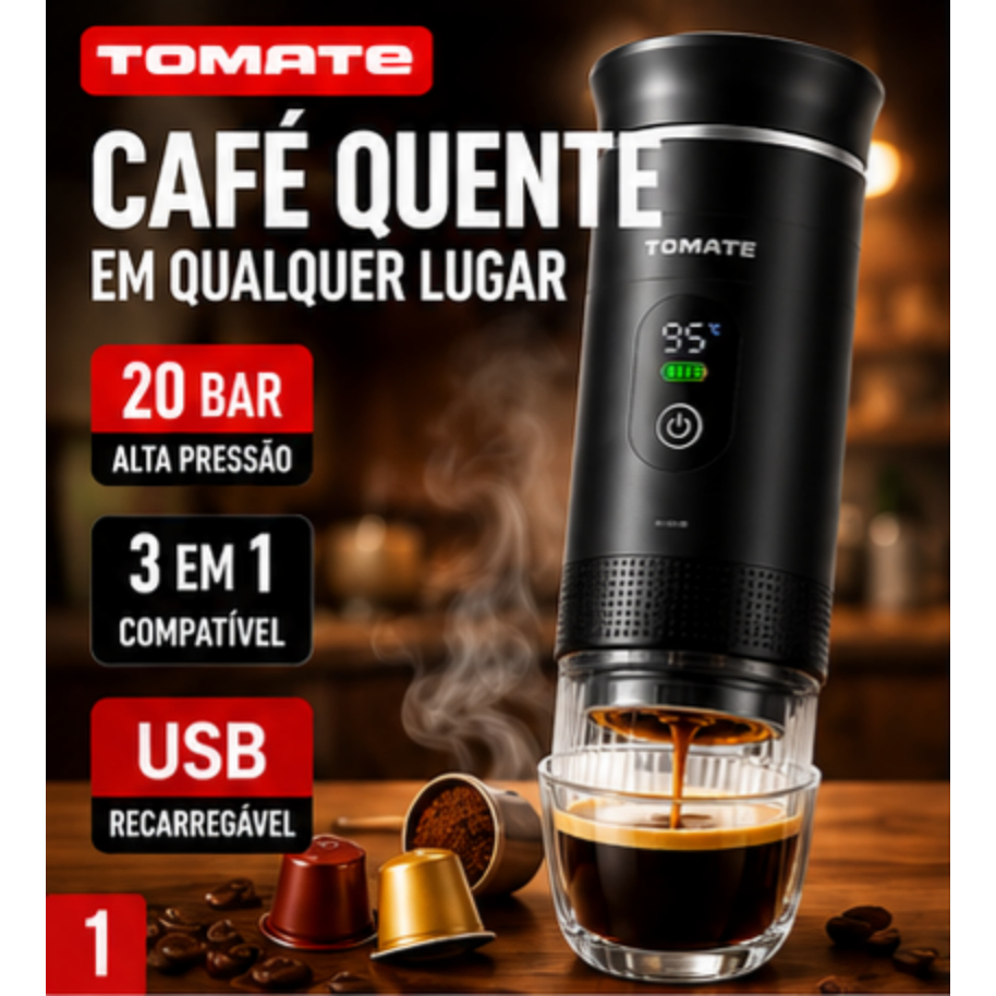 Máquina de Café Expresso Portátil 20 Bar USB Recarregável 3 em 1 Nespresso Dolce Gusto Café em Pó