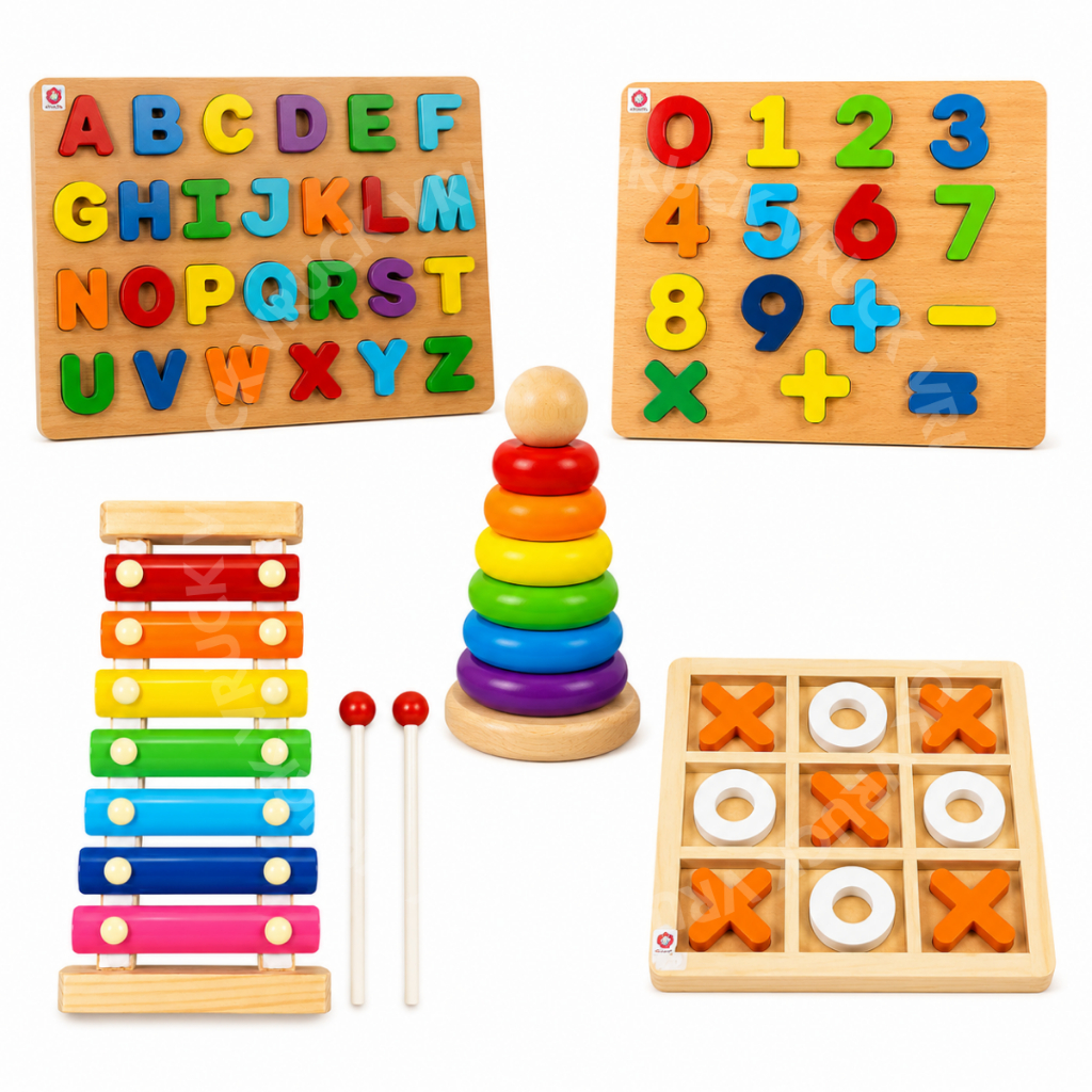 Brinquedos educativos Torre Xilofone Numérico Alfabeto Jogo da velha Infantil Escola Criança