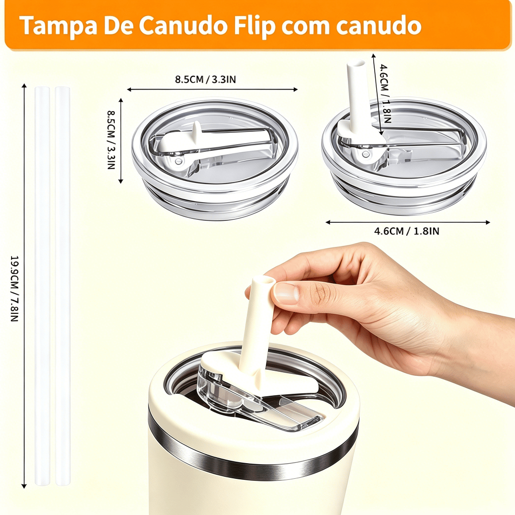 Tampa De Canudo Flip com canudo Para Copo De 887ML tampa transparente para Garrafa Água térmico