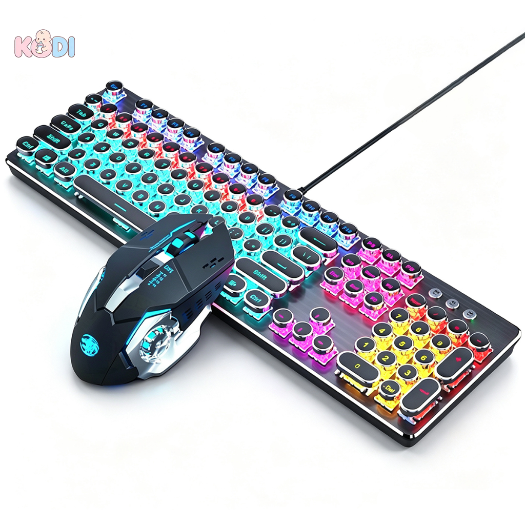 KIT Teclado 100% mecânico Punk Esports + mouse para jogos Um item obrigatório pa