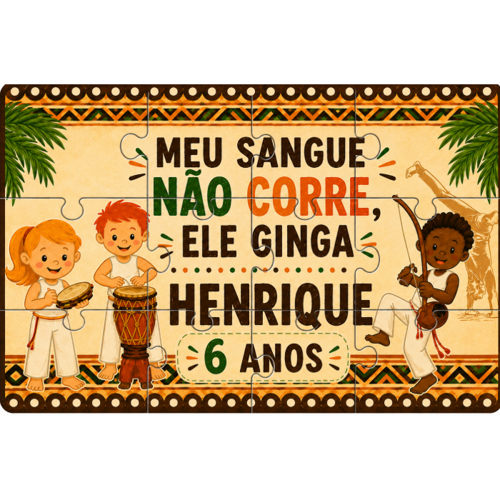 Kit de 8 a 40  Quebra-Cabeça  Capoeira ginga 10x15 MDF Personalizado Lembrancinha Aniversario Infantil Festa