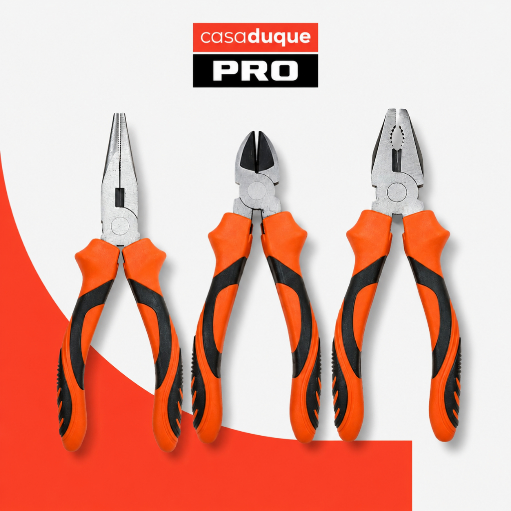 Kit 3 Alicates Aço Profissional Corte Bico Universal Multifuncional Cabo Anatômico Emborrachado