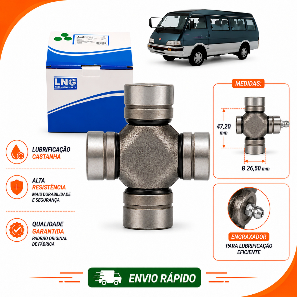 Cruzeta Cardan Cz-171 Kia Besta/ Van Topic A:47,20 mm ØB:26,50 mm Lubrificação Castanha