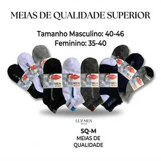 Kit 12 Pares de Meias Soquete Variadas Masculino Algodão Poliéster e Elastano Ótima Qualidade