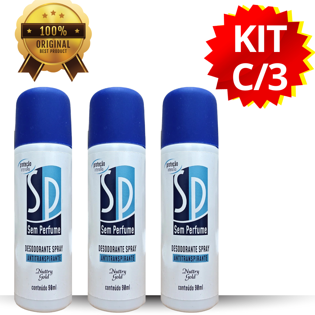 DESODORANTE SPRAY SP NUTTRY GOLD SEM PERFUME 90ML KIT COM 3 UNIDADES