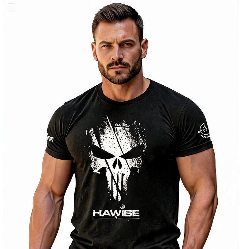 Camiseta masculina militar Camisa Preta caveira força e honra camisa tática Airsoft Tática Paintball