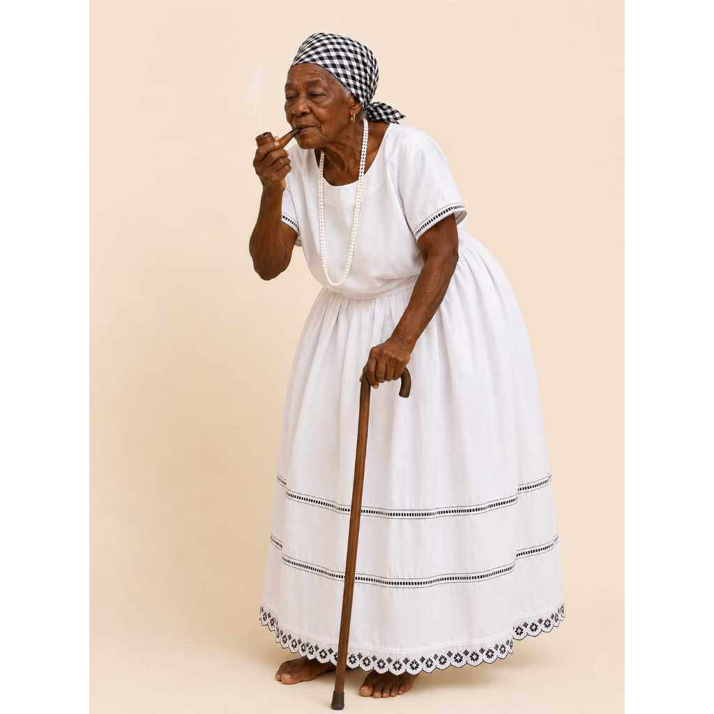 Roupa de Preta Velha 3 pçs (Saia + Bata + Lenço) Umbanda Candomblé