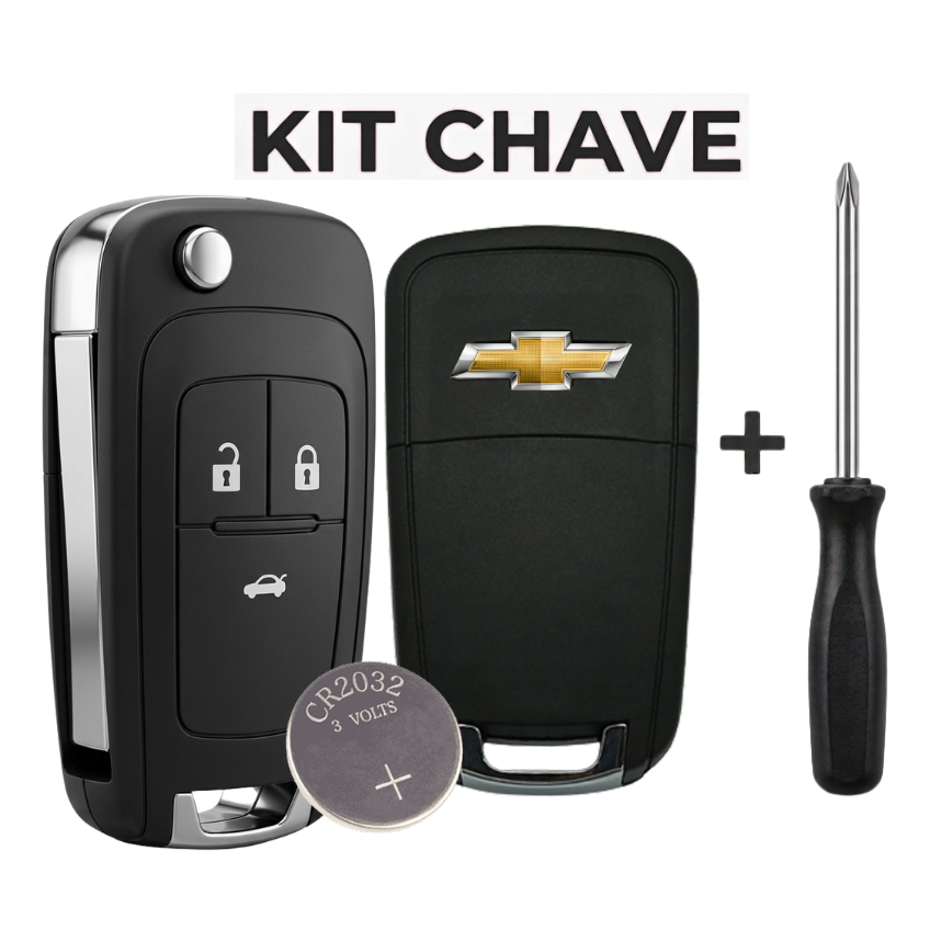 Kit Capa Chave Canivete Gm Onix Cruze Montana Spin Prisma Cobalt + Bateria + Chave de Fenda