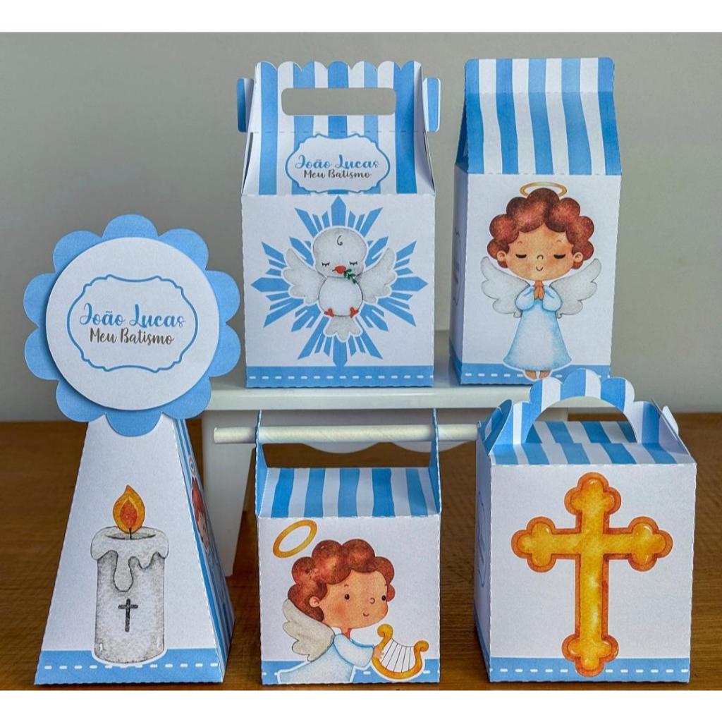 ENVIO RAPIDO/PEGUE E MONTE /CAIXINHAS MILK/LEMBRANCINHAS/PERSONALIZADOS:TEMA BATIZADO AZUL