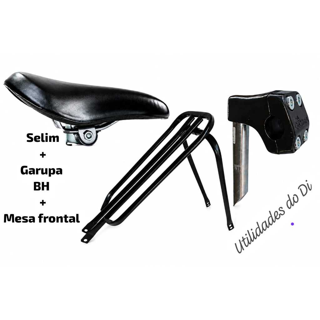 Garupeira Garupa Reta Bh Bagageiro + Banco Selim Cairu Ams + MESA FRONTAL