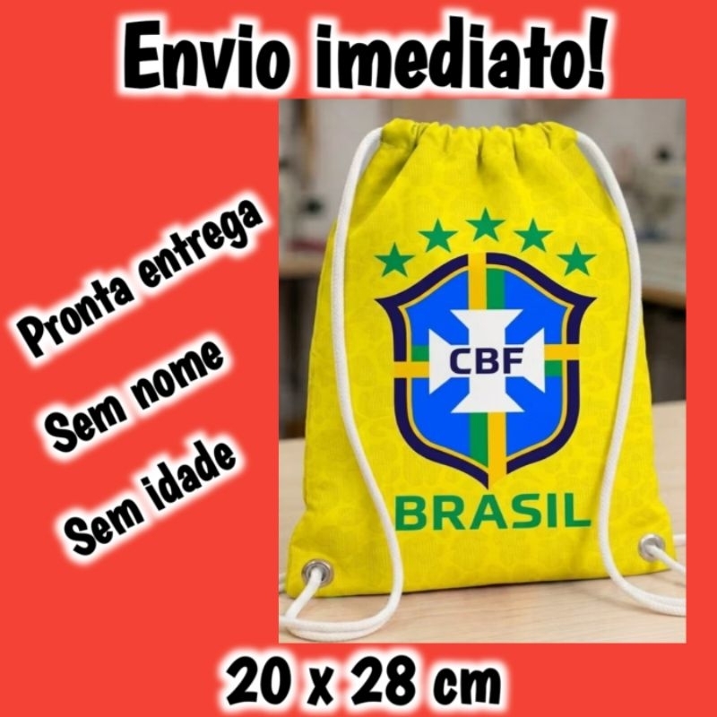 Mochilinhas Envio Imediato Festa Infantil Sacochila Bolsa pra Doces Lembrancinha Aniversário Seleção Copa Brasil