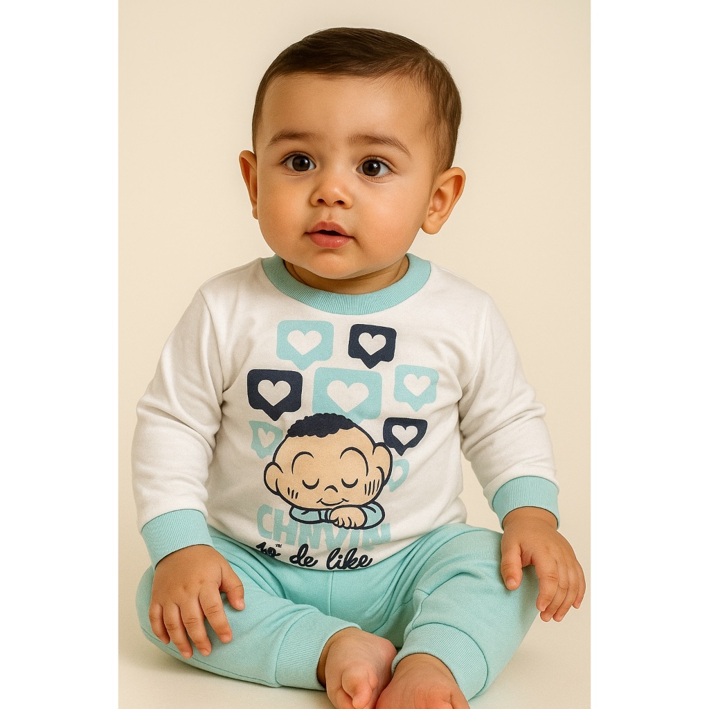 Pijama Bebê Manga Longa Cascão - Turma Da Mônica Baby Masc. Tam. 01