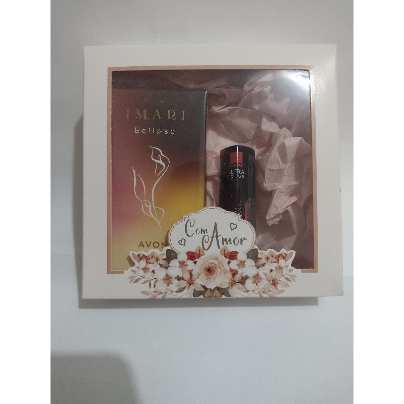 Deo colônia feminina Avon Imari Eclipse e batom Ultramatte Vermelho Malva