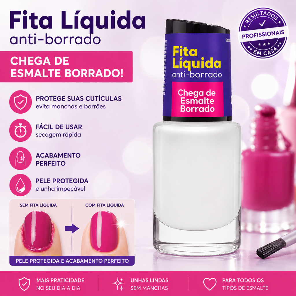 Fita Líquida Proteção Anti Borrão De Esmalte Para Sem Borrado Manicure Profissinal - Cora