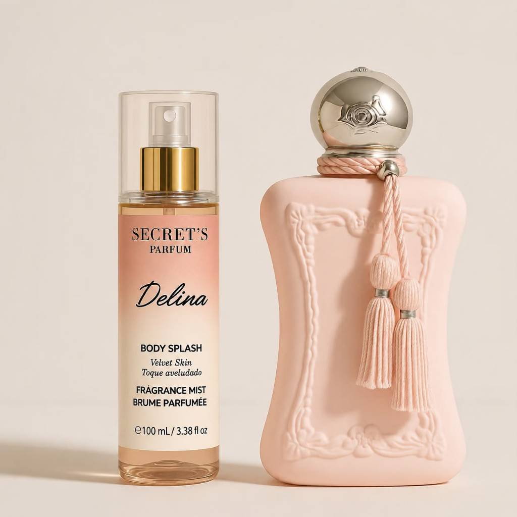 Body Splash Delina Secret's Parfum 100ml - Alta Fixação, Tecnologia Velvet Skin, Rosa, Floral
