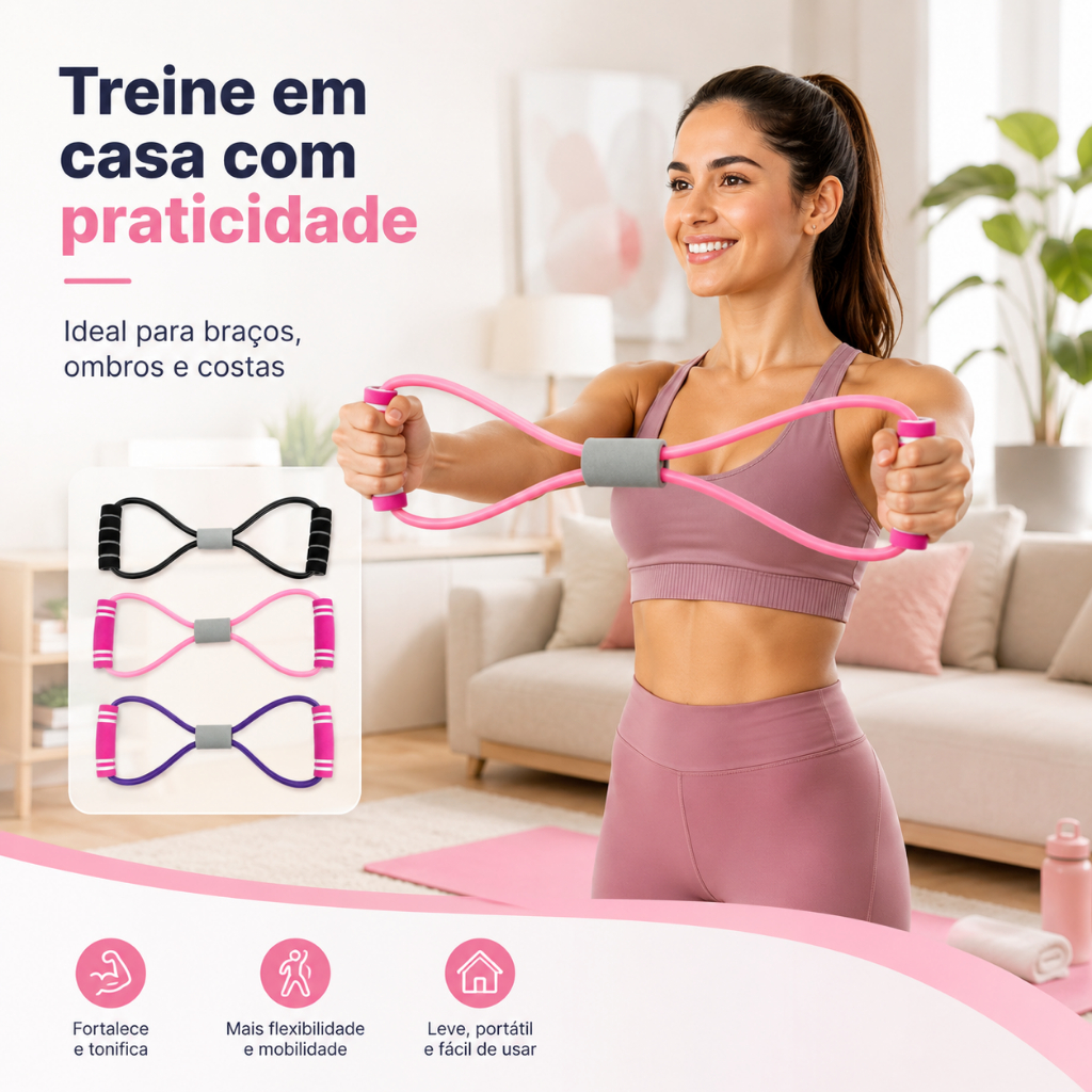 Elástico Fitness Formato  Muscular Corpo Inteiro em Casa ACADEMIA, PILATES, ALONGAMENTO