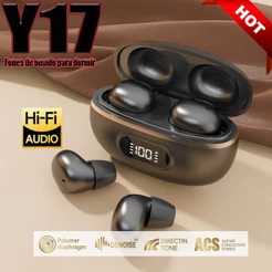 Y17 Fone de Ouvido Bluetooth Sem Fio Redução de Ruído Bateria Longa À Prova d Água Estojo com LED