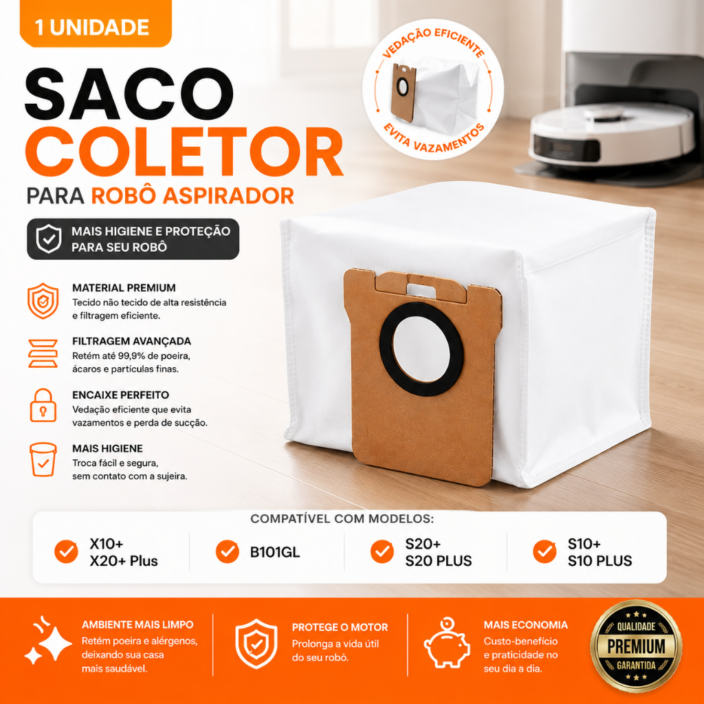 Saco Coletor Para Robô Aspirador X10+ / X20+ Plus e B101GL S20+ S20 PLUS S10+ S10 PLUS