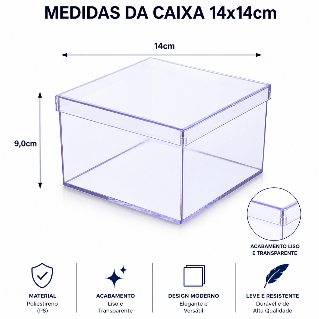 Caixa Acrílico - Lembrancinha - 5 Unidades - Caixa 14x14