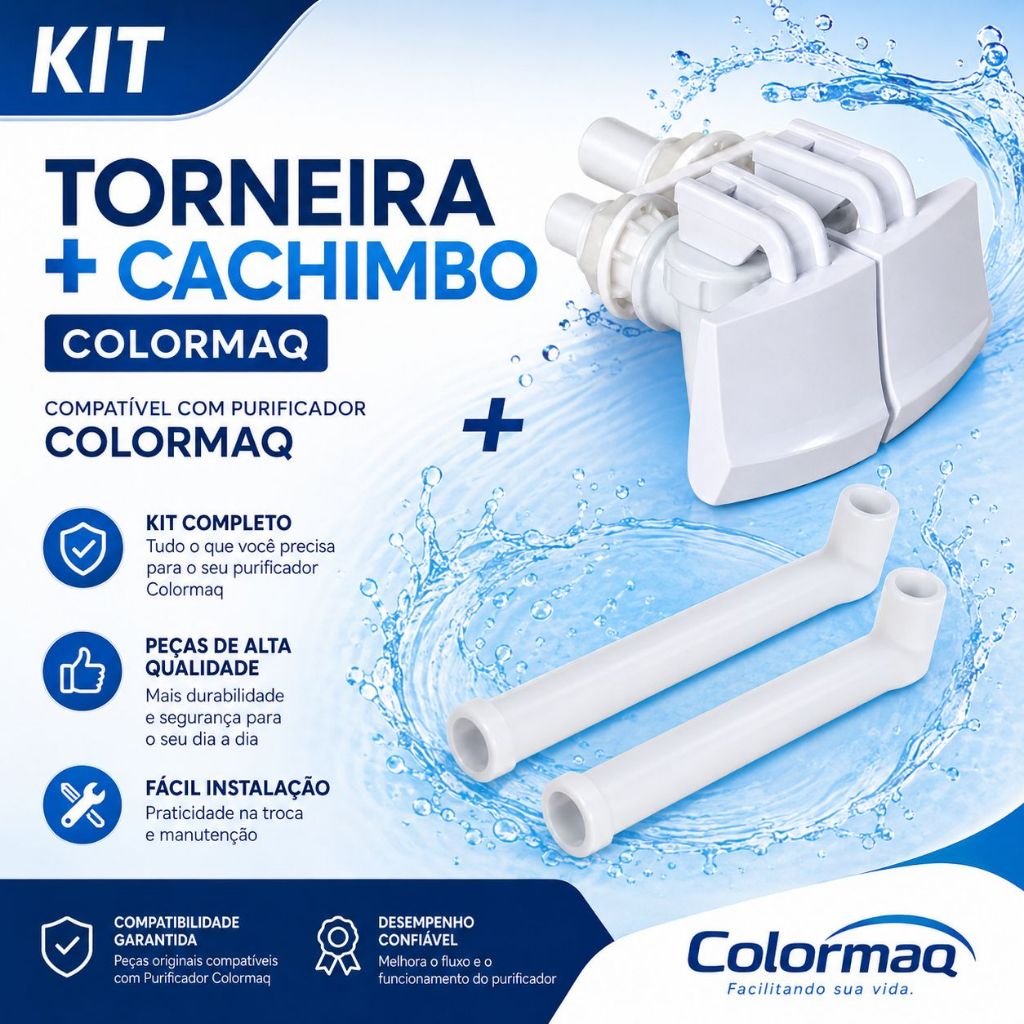 01  Par De Torneira + Cachimbo Purificador Colormaq Original