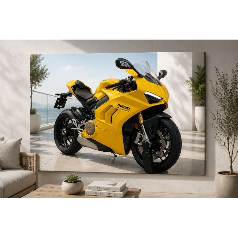 QUADRO DECORATIVO TEMA MOTO DUCATI ESPORTIVA AMARELA TEMOS VÁRIAS OPÇÕES NA NOSSA LOJA CONFIRA!!!.