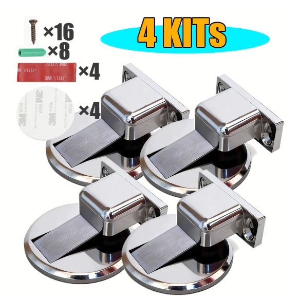 Prendedor Trava Fixador de Porta Magnético Slim Inox Cromado Adesivo