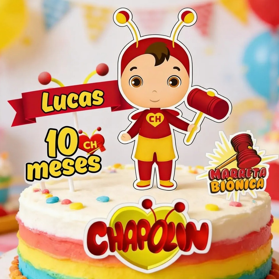 Topper Topo De Bolo Chapolin Colorado Personalizado Decoração Para Mesversários E Aniversários