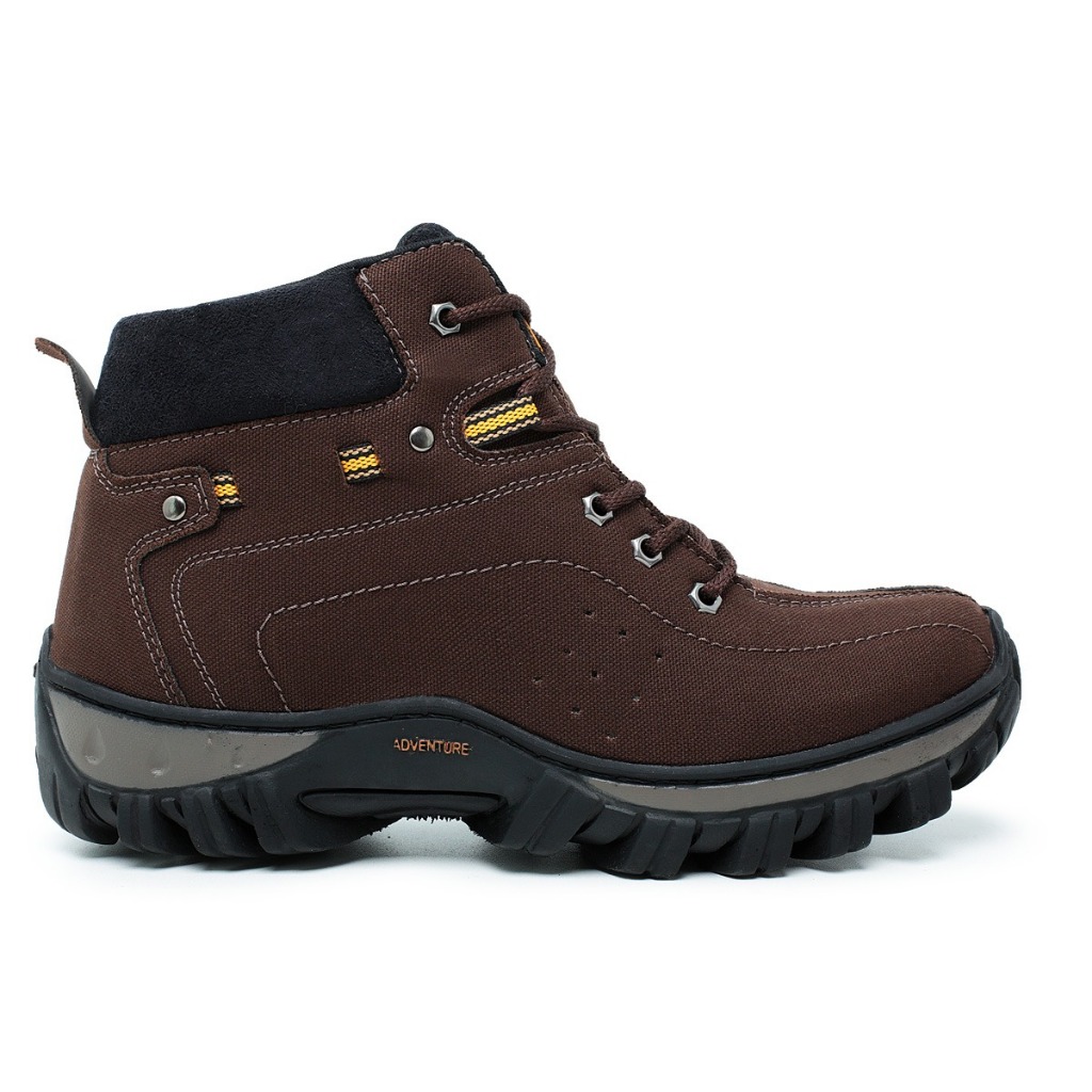 Coturno Bota Botinha Camuflado Couro Preto Cafe