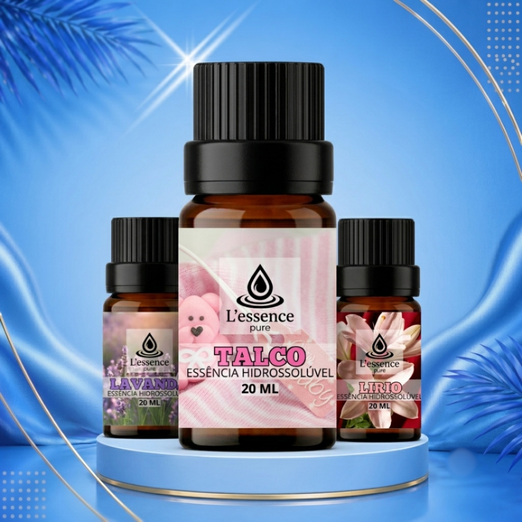 Kit 3 & 1  Essências Aromatizante 20ml | Para Umidificador e Difusor | Lavanda, Talco e Lirio