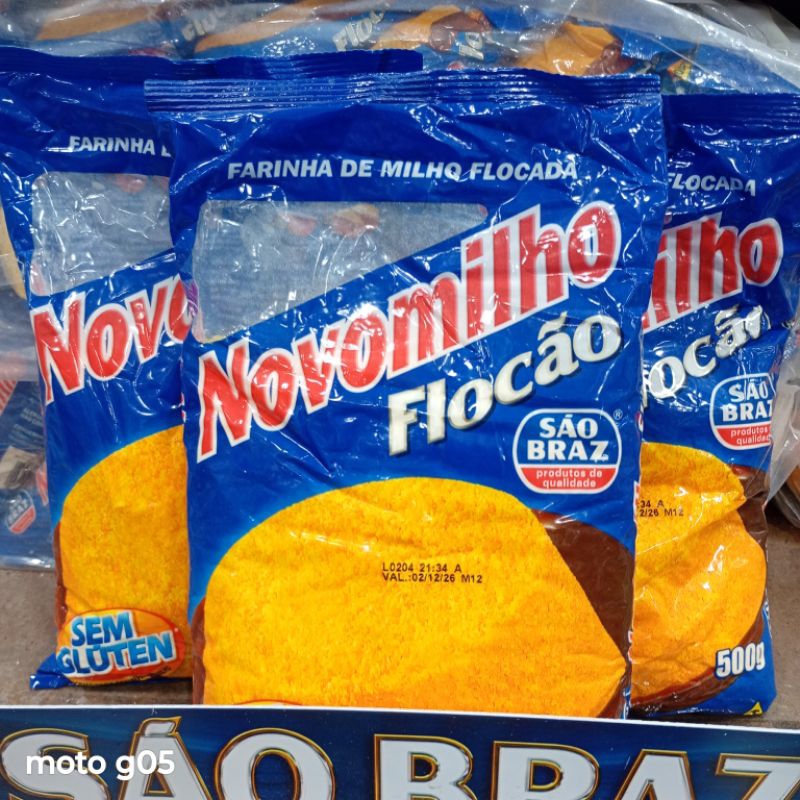 3 Flocão novomilho São Braz 500g farinha de milho cuscuz