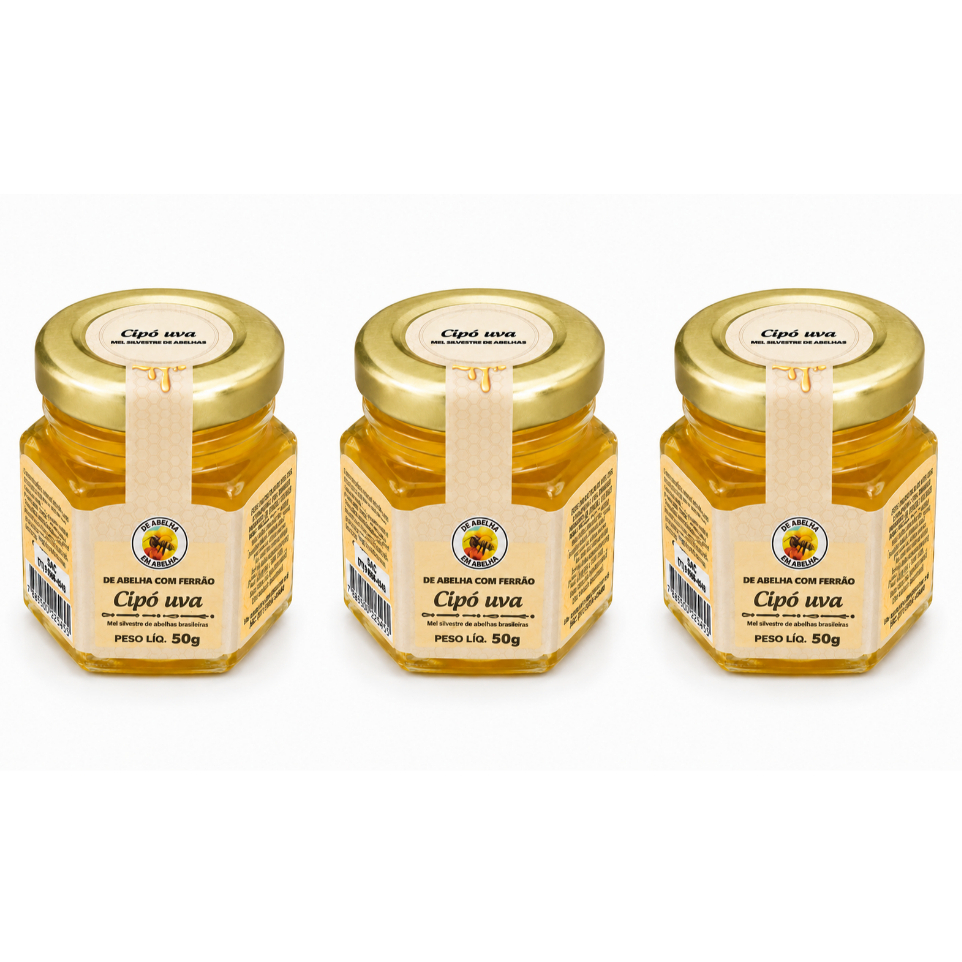 Mel Florada Cipó Uva 50g Ouro Líquido 3un De Abelha Em Abelha